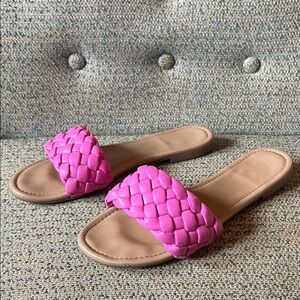 Vibrant Pink Braided Slide Sandals